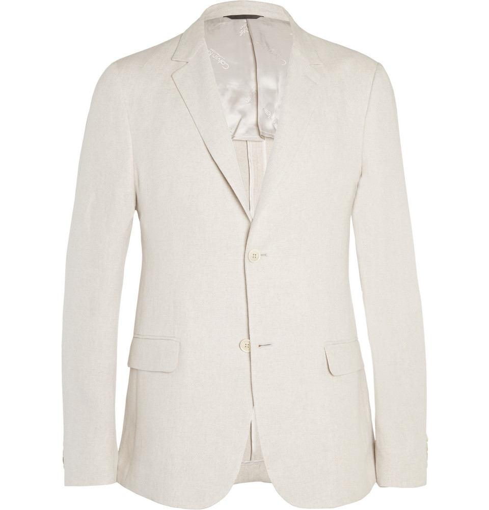 Lyst - Calvin klein Stone Thompson Slim-Fit Linen Suit Jacket in White ...