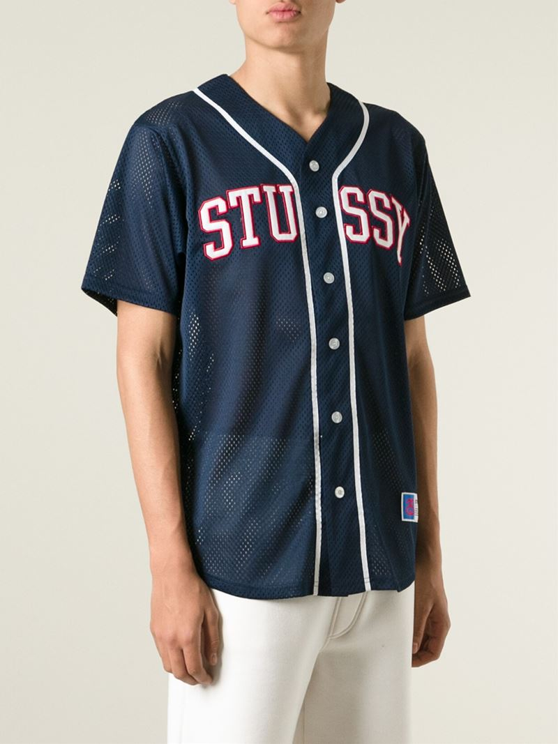 Lyst - Stussy Logo Mesh Baseball Top in Blue for Men