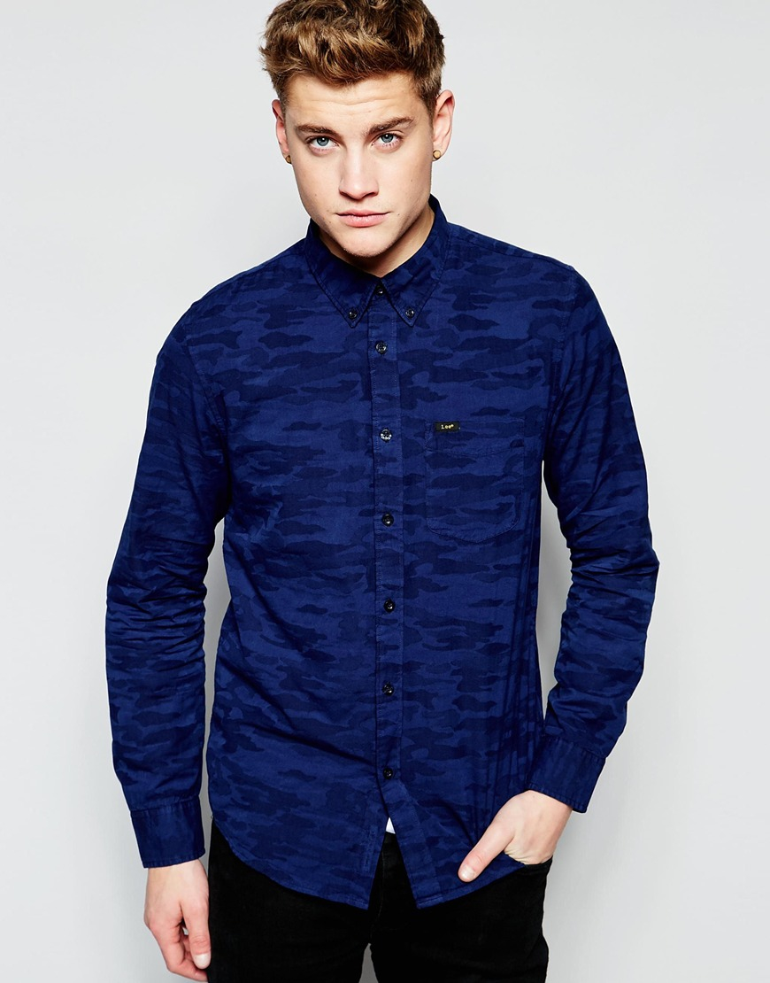 Lyst Lee jeans Button Down Shirt in Blue for Men