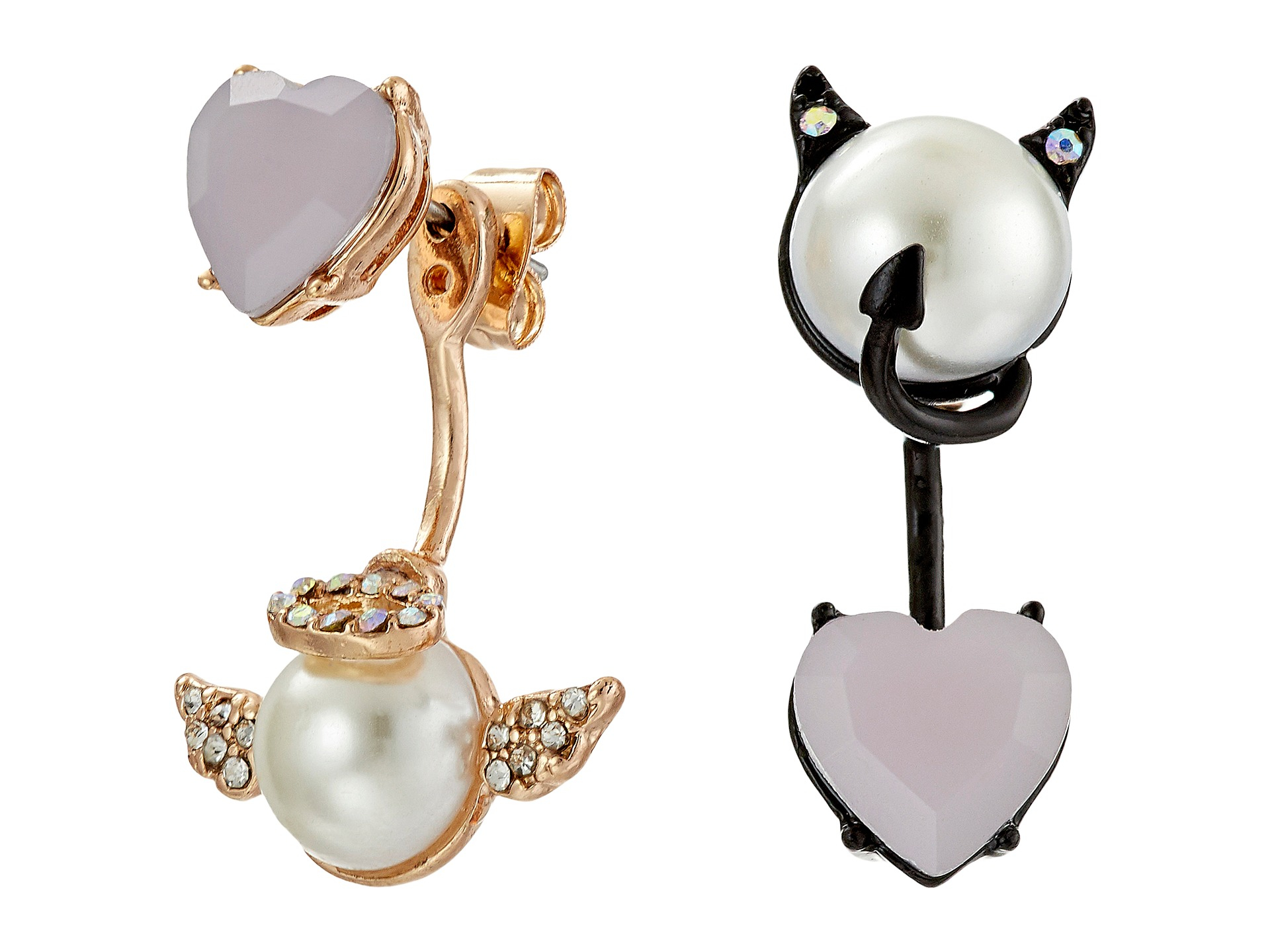 Lyst Betsey Johnson Pearl Critters Angel Devil Earrings Gallery