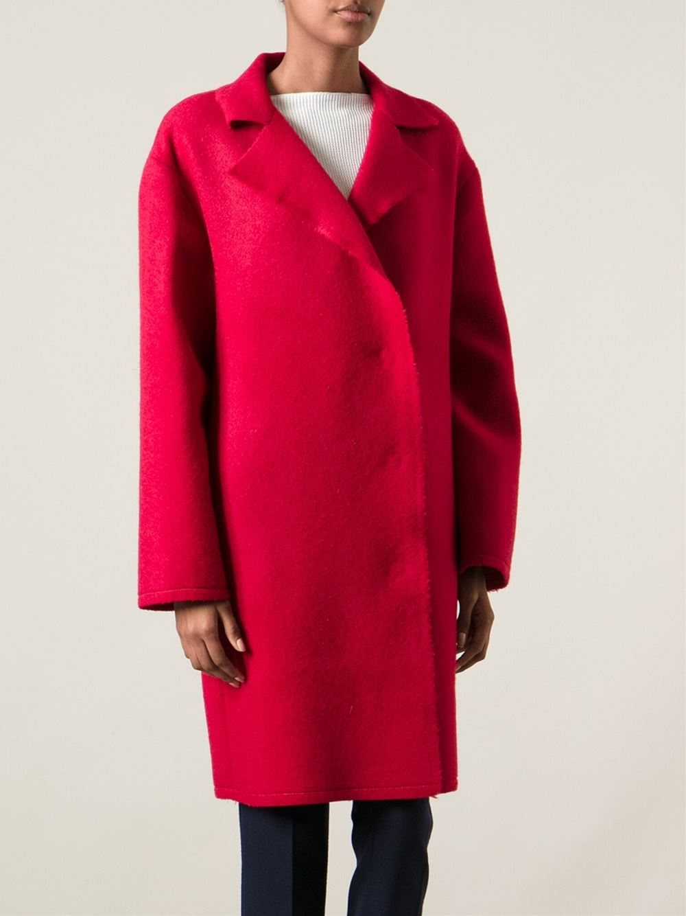 Lyst - Lanvin Single Breasted Coat in Red