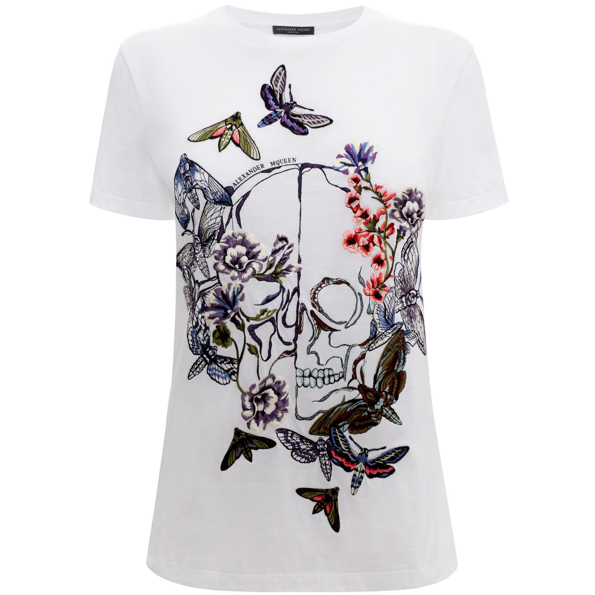 Lyst - Alexander Mcqueen Moth Embroidery Boxy T-Shirt in White
