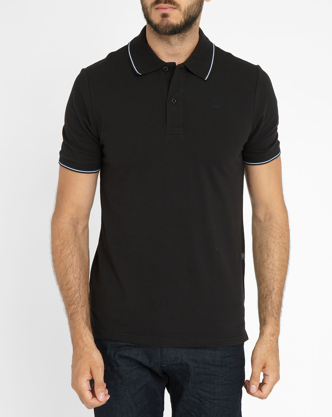 G-star raw Black Harm Short-sleeve Polo Shirt With White Trim Collar in ...
