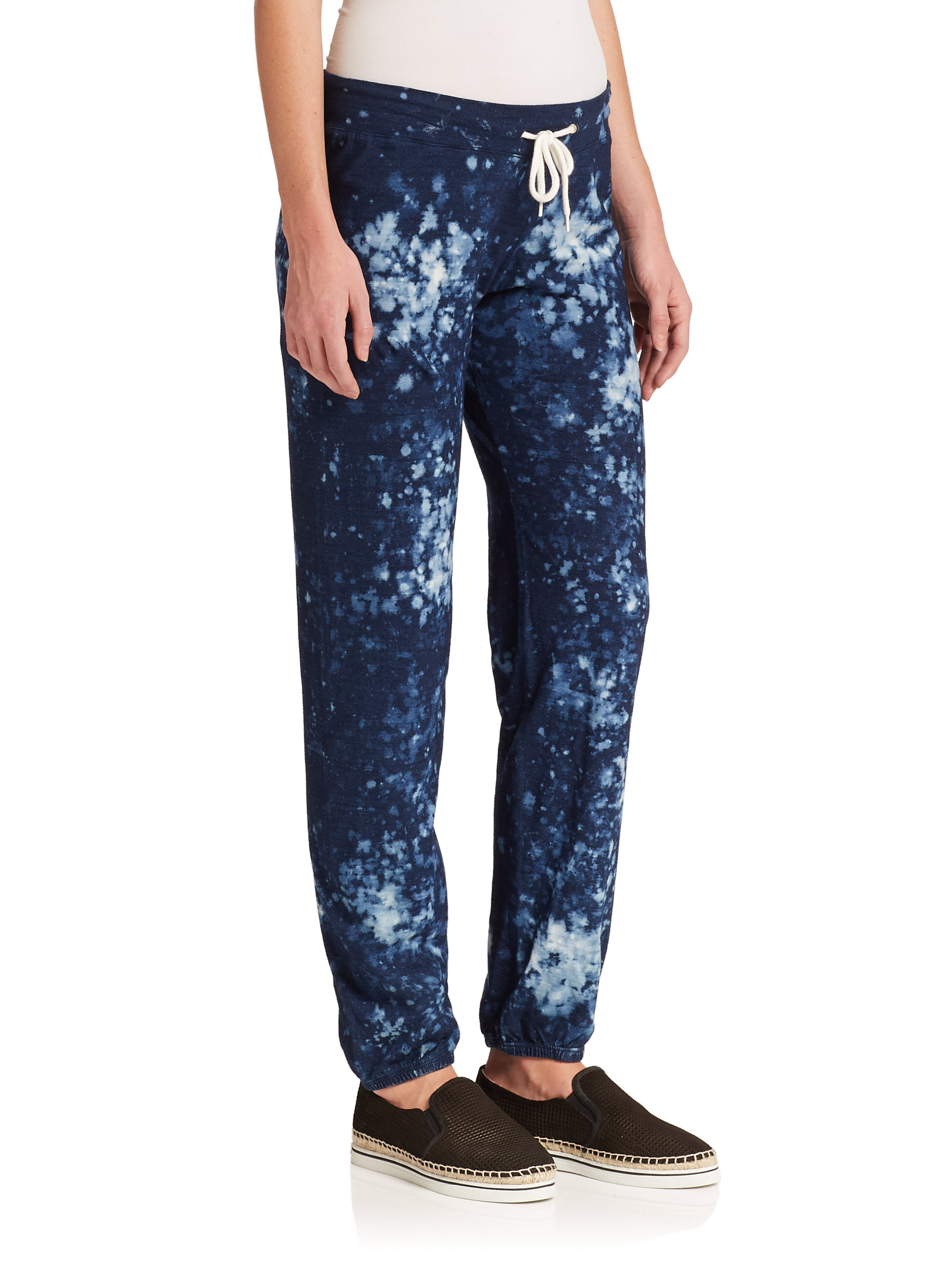 Lyst - Monrow Printed Drawstring Sweatpants in Blue