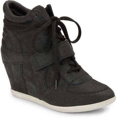 Ash Bowie Ter Matte Leather Sneaker Wedges in Black | Lyst