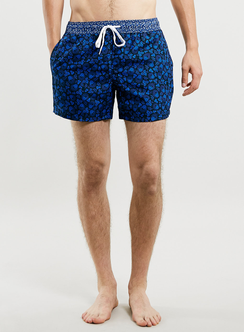 Topman Navy Floral Print Swim Shorts in Blue for Men | Lyst