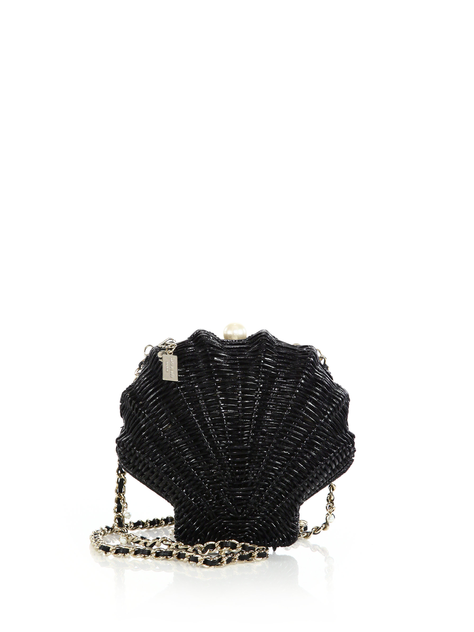 Kate spade new york Splash Out Wicker Clam Shell Crossbody Bag in Black