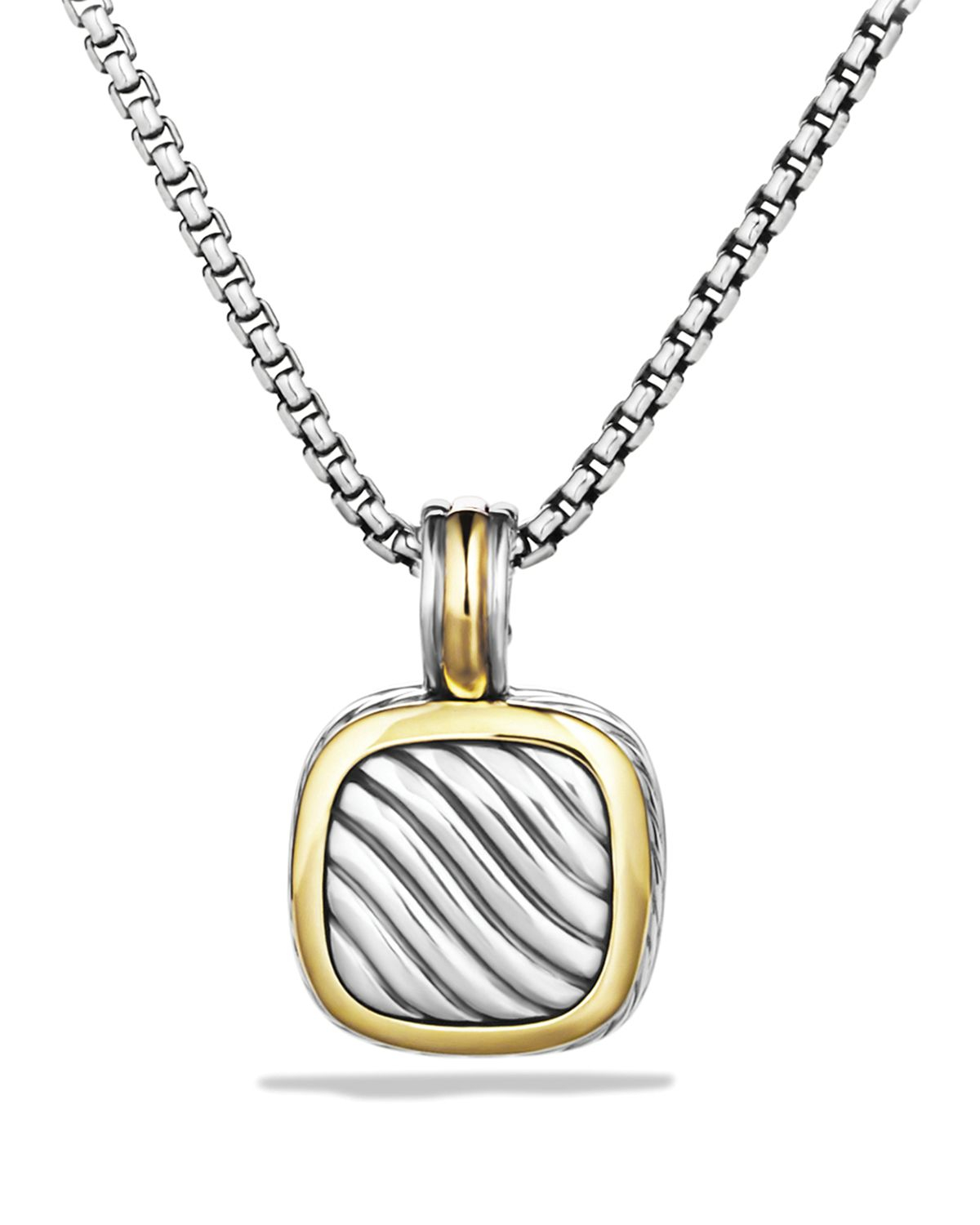 Lyst - David yurman Sculpted Cable Small Square Pendant With Gold in Metallic