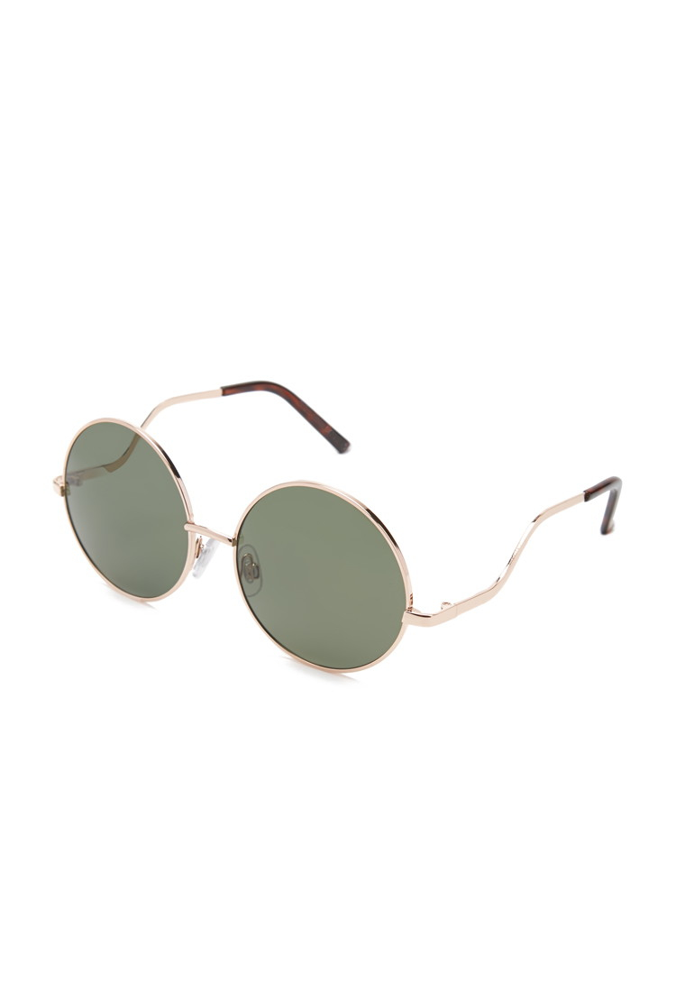 Forever 21 Round Frame Sunglasses in Gold (Gold/olive) Lyst