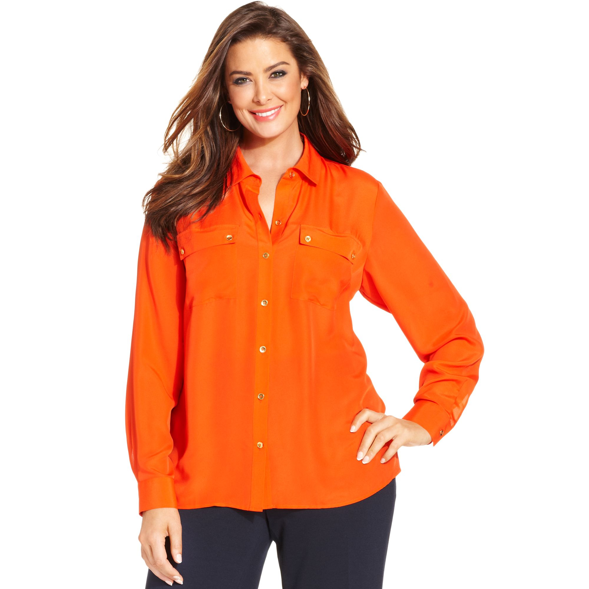 lyst jones new york collection plus size longsleeve utility shirt jones ny plus size