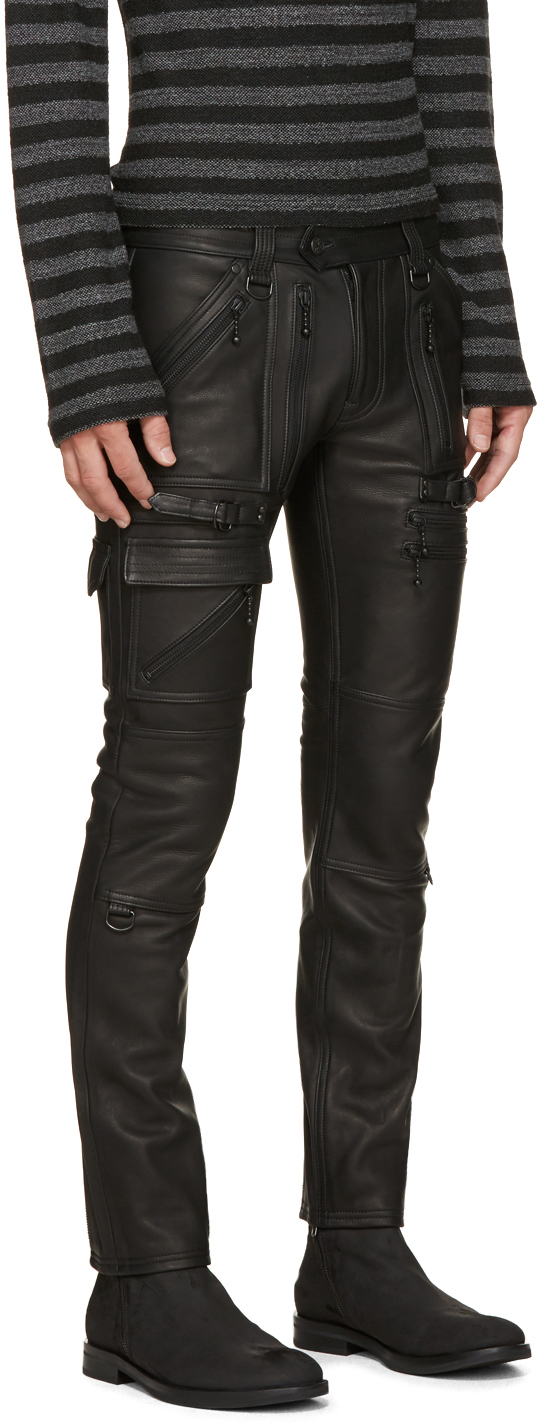 Download Lyst - Blackmeans Black Leather Biker Pants in Black for Men
