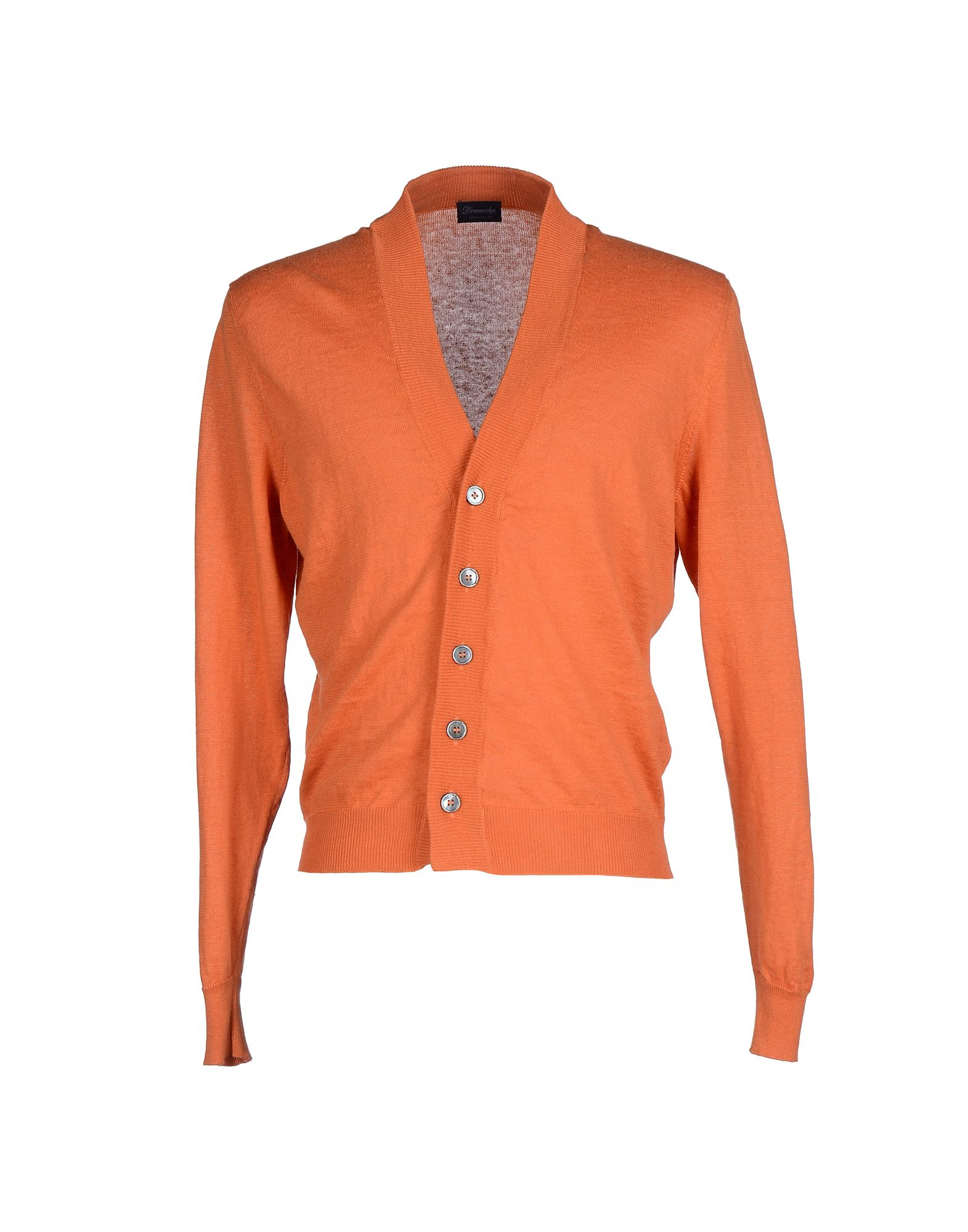 Drumohr V-Neck Linen Cardigan in Orange for Men | Lyst