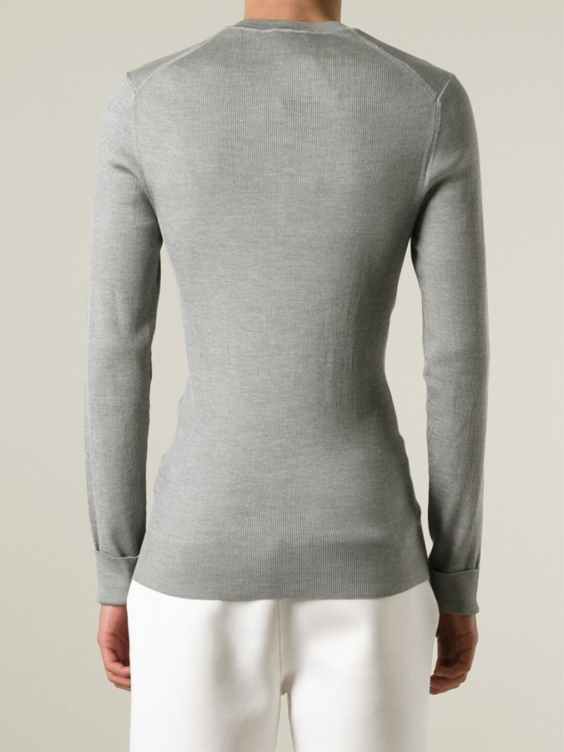 Dolce & gabbana Fitted Ribbed Sweater in Gray for Men | Lyst