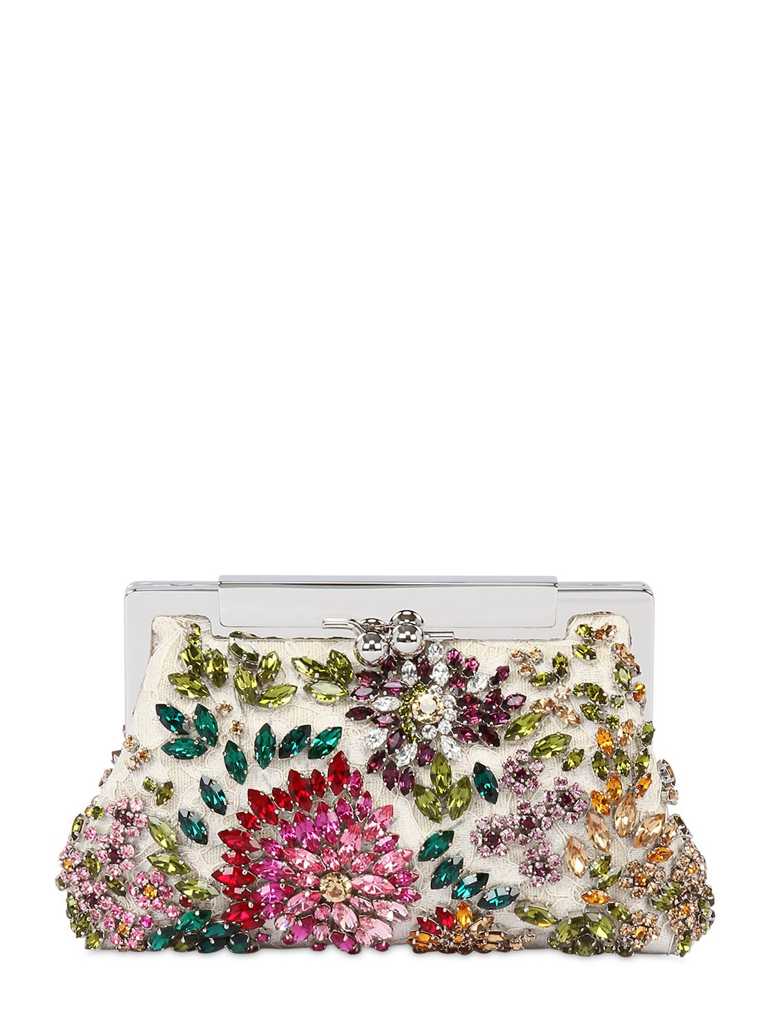 Lyst - Dolce & Gabbana Sara Lace Beaded Swarovski Clutch in Pink