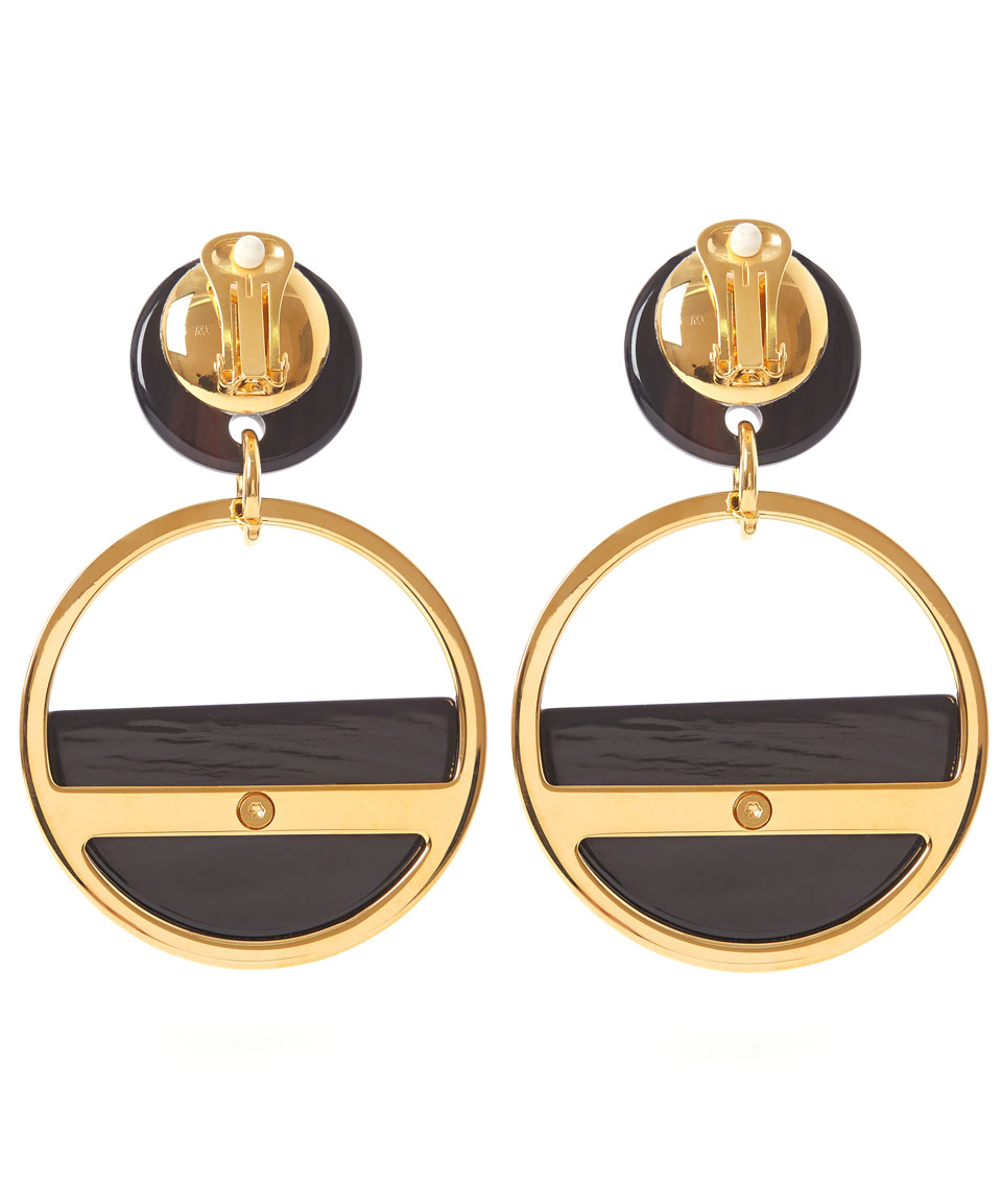 Lyst Marni Black Large Retro Hoop Horn Clip On Earrings In Gallery