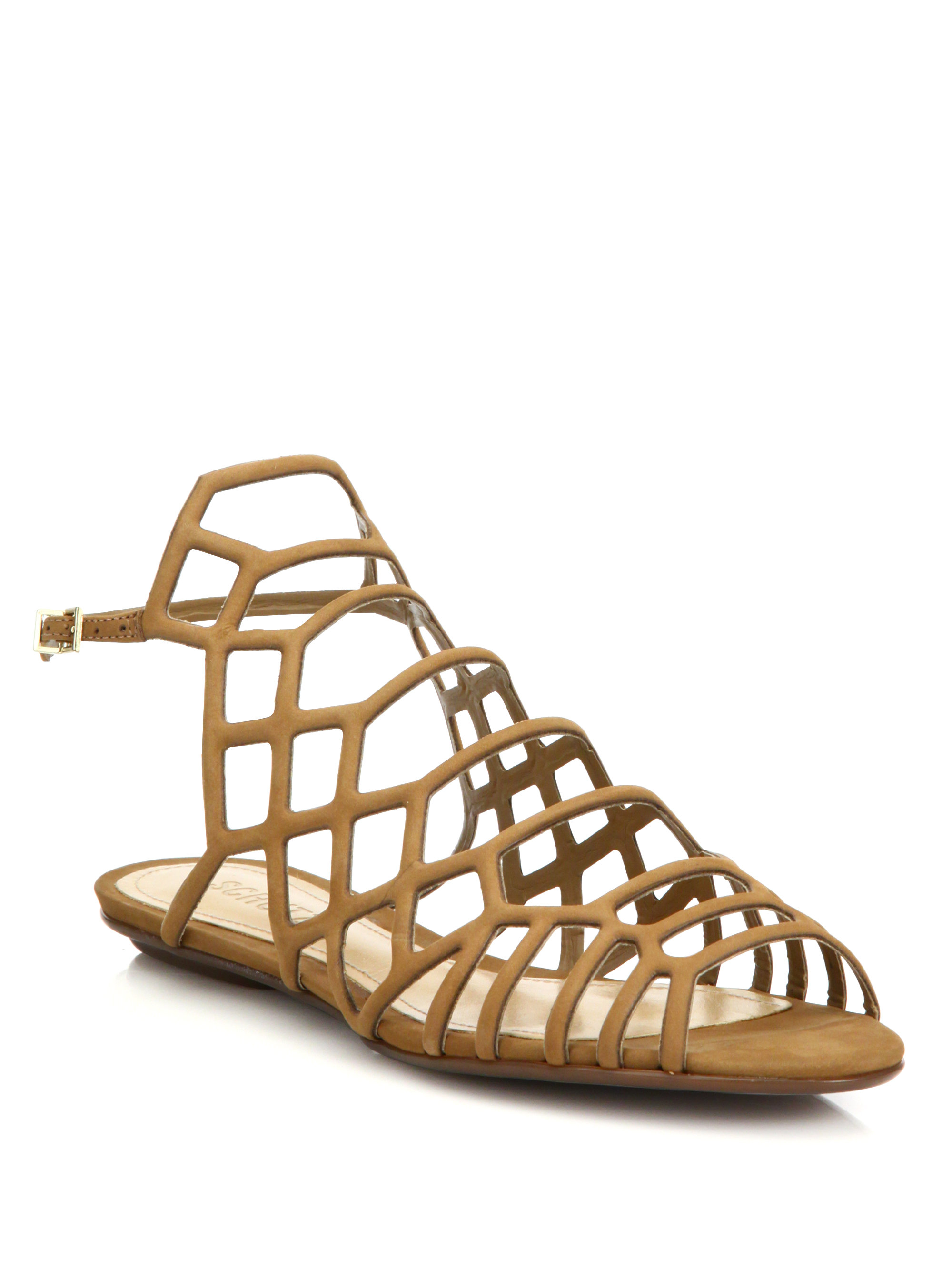 caged sandals flat schutz gall leather cage flat sandals in lyst caged sandals flat schutz gall leather cage flat sandals in lyst