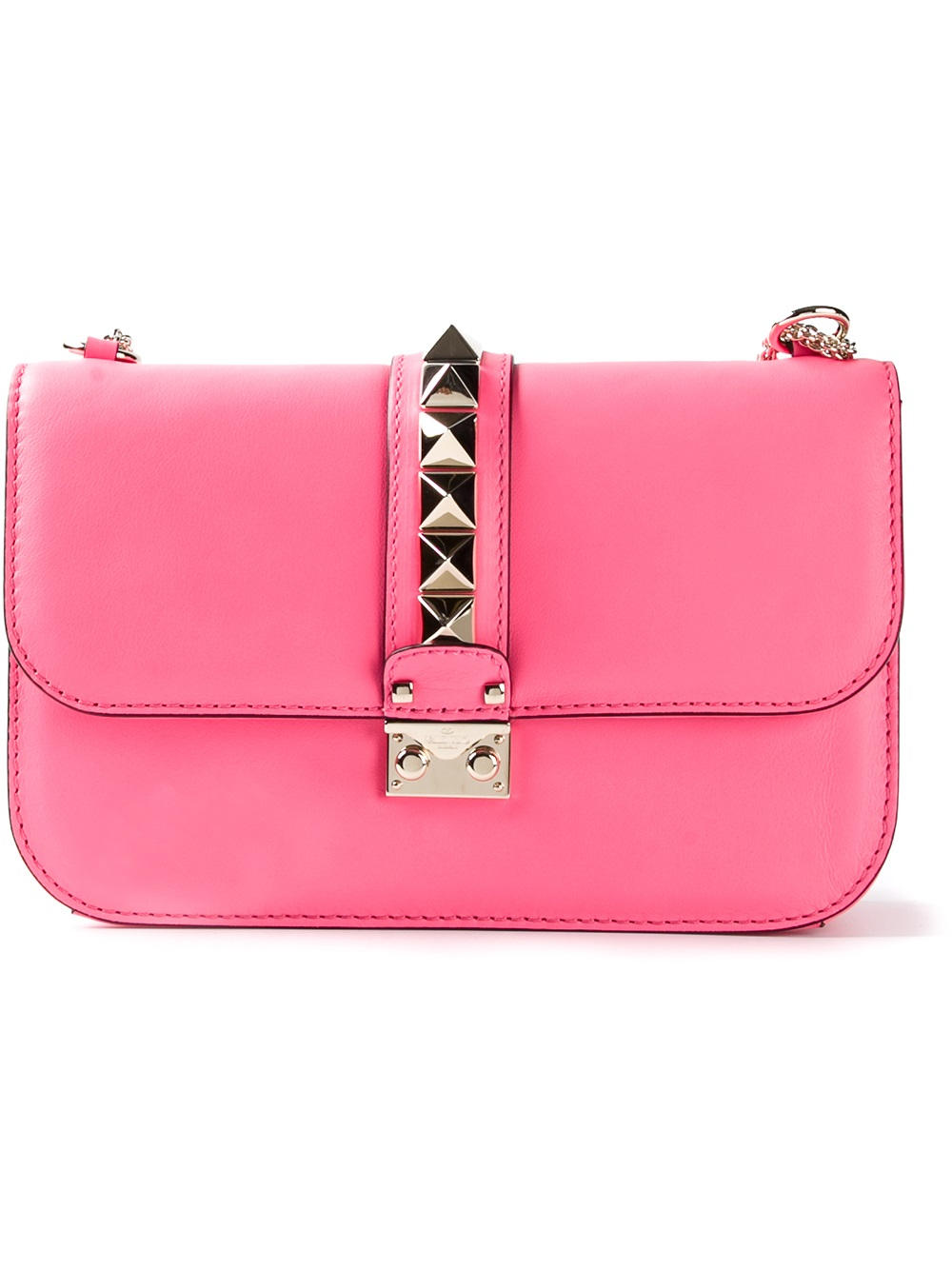 Lyst - Valentino Rockstud Shoulder Bag in Pink