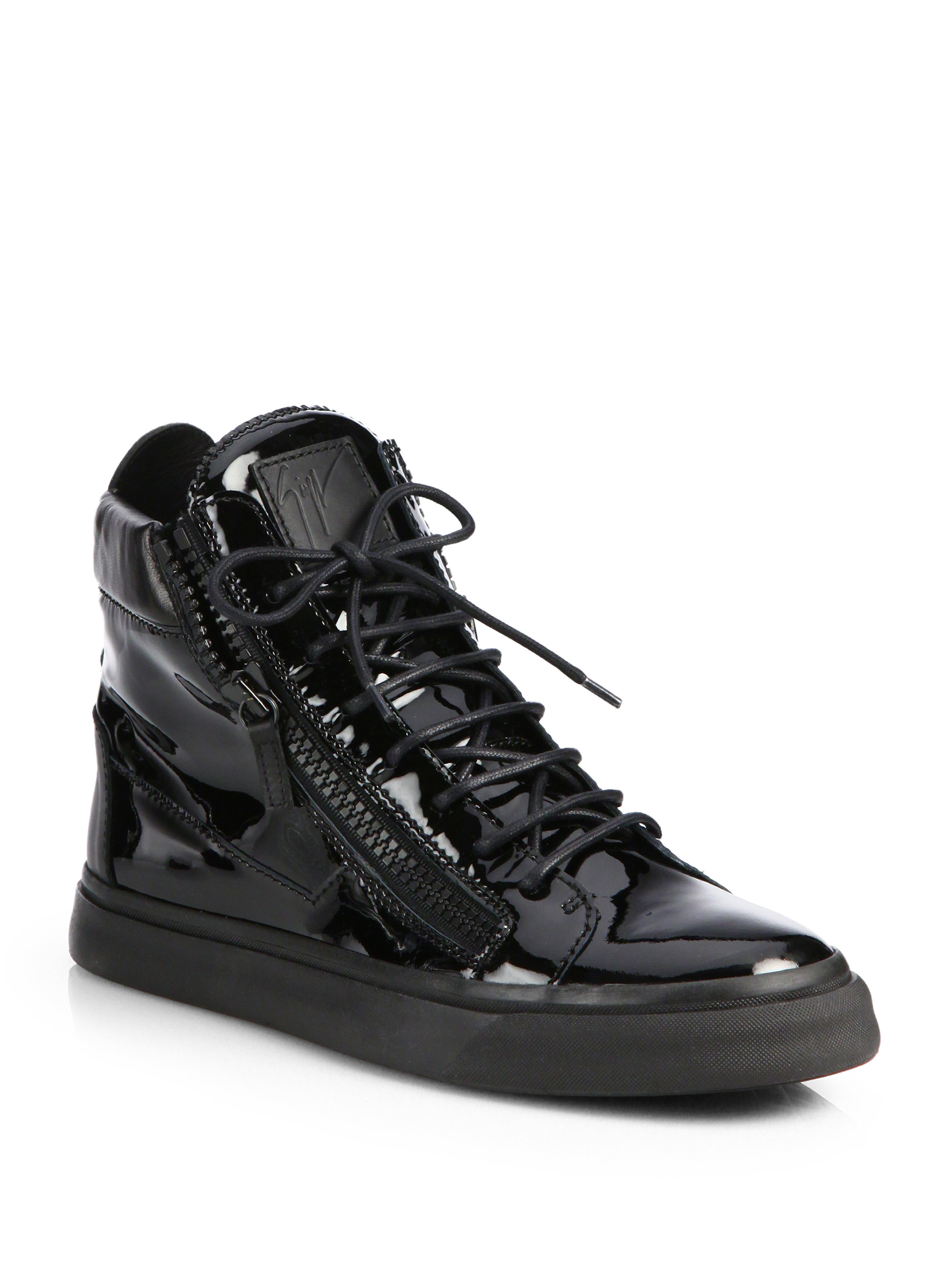 Giuseppe zanotti Leather And Mesh High-top Sneakers in Black for Men | Lyst