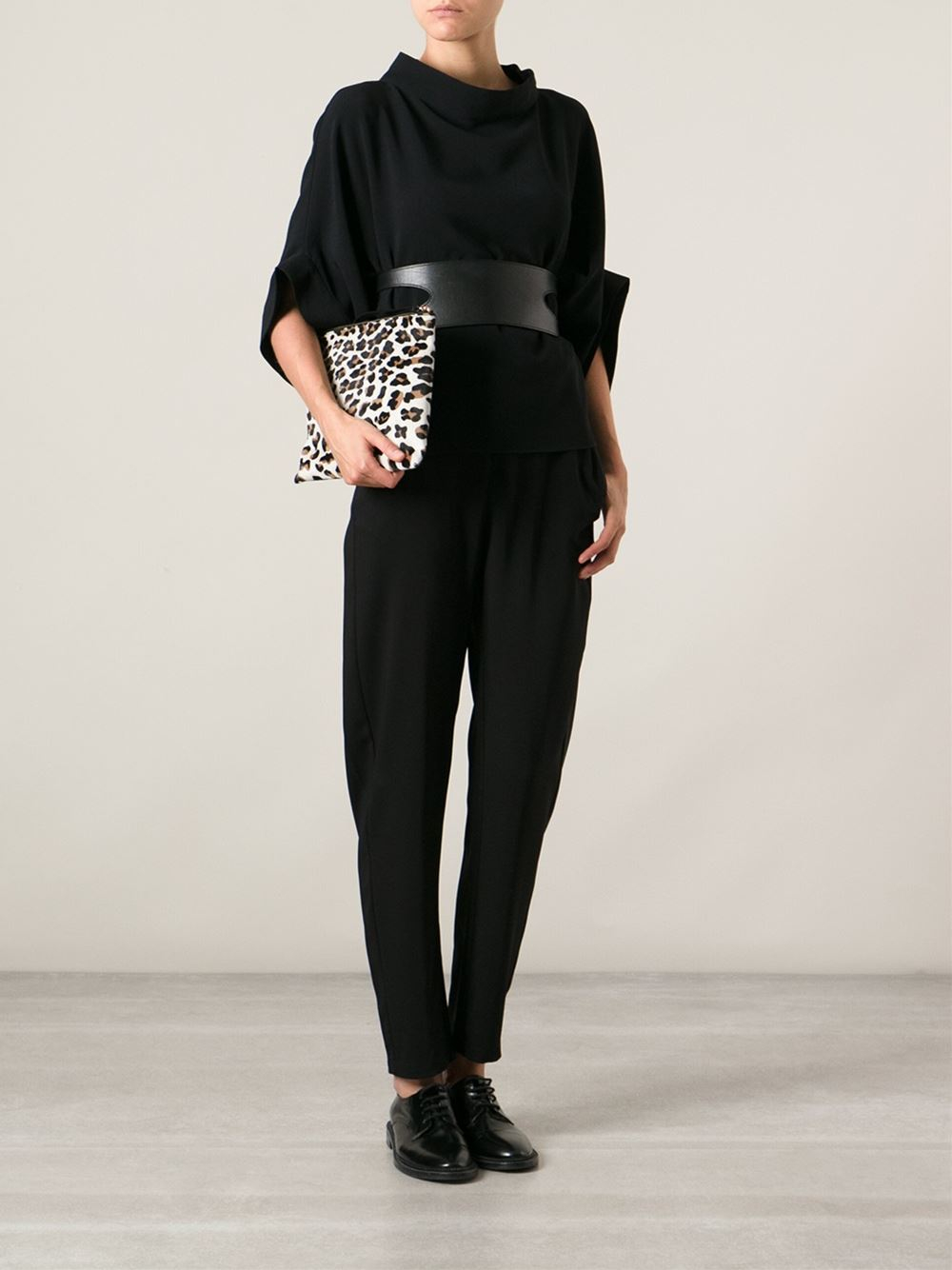 white leopard print trousers