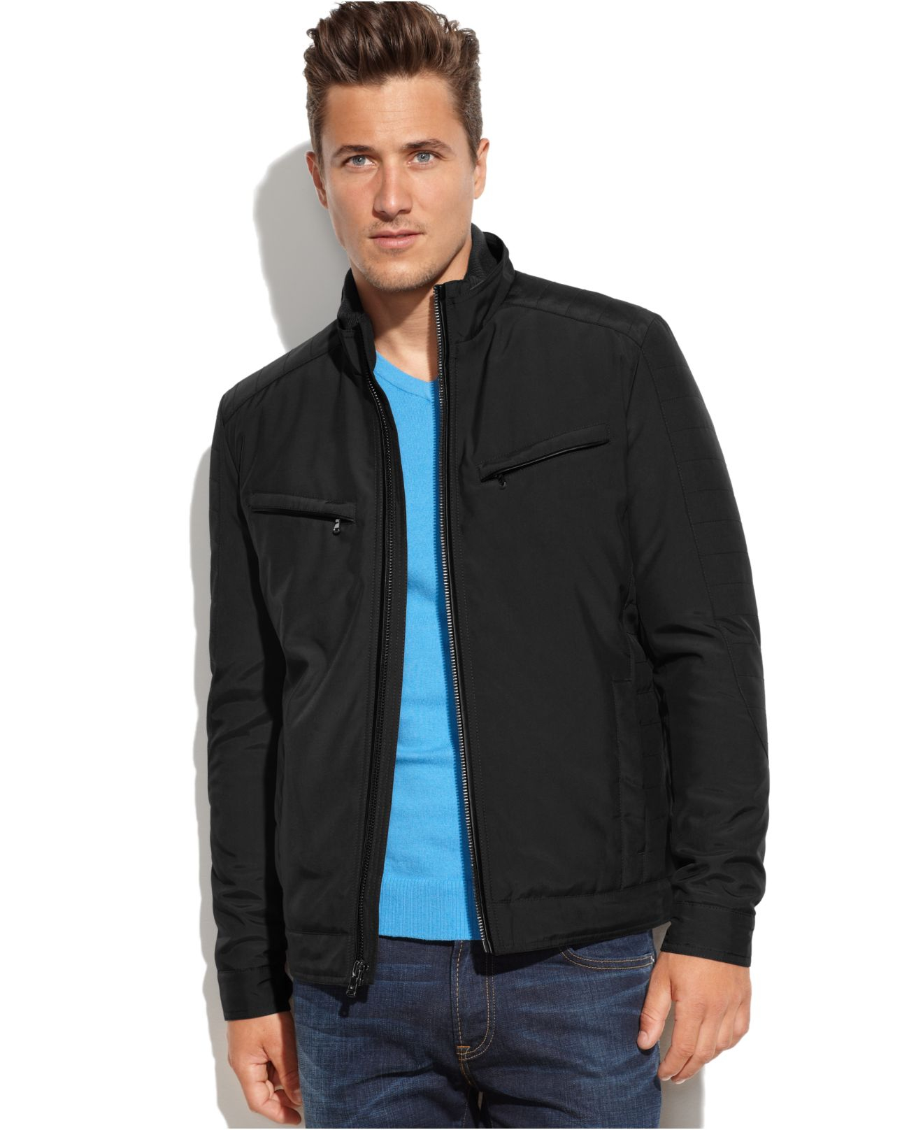 Lyst - Michael Kors Michael Northglen Quilted Moto Jacket in Black for Men