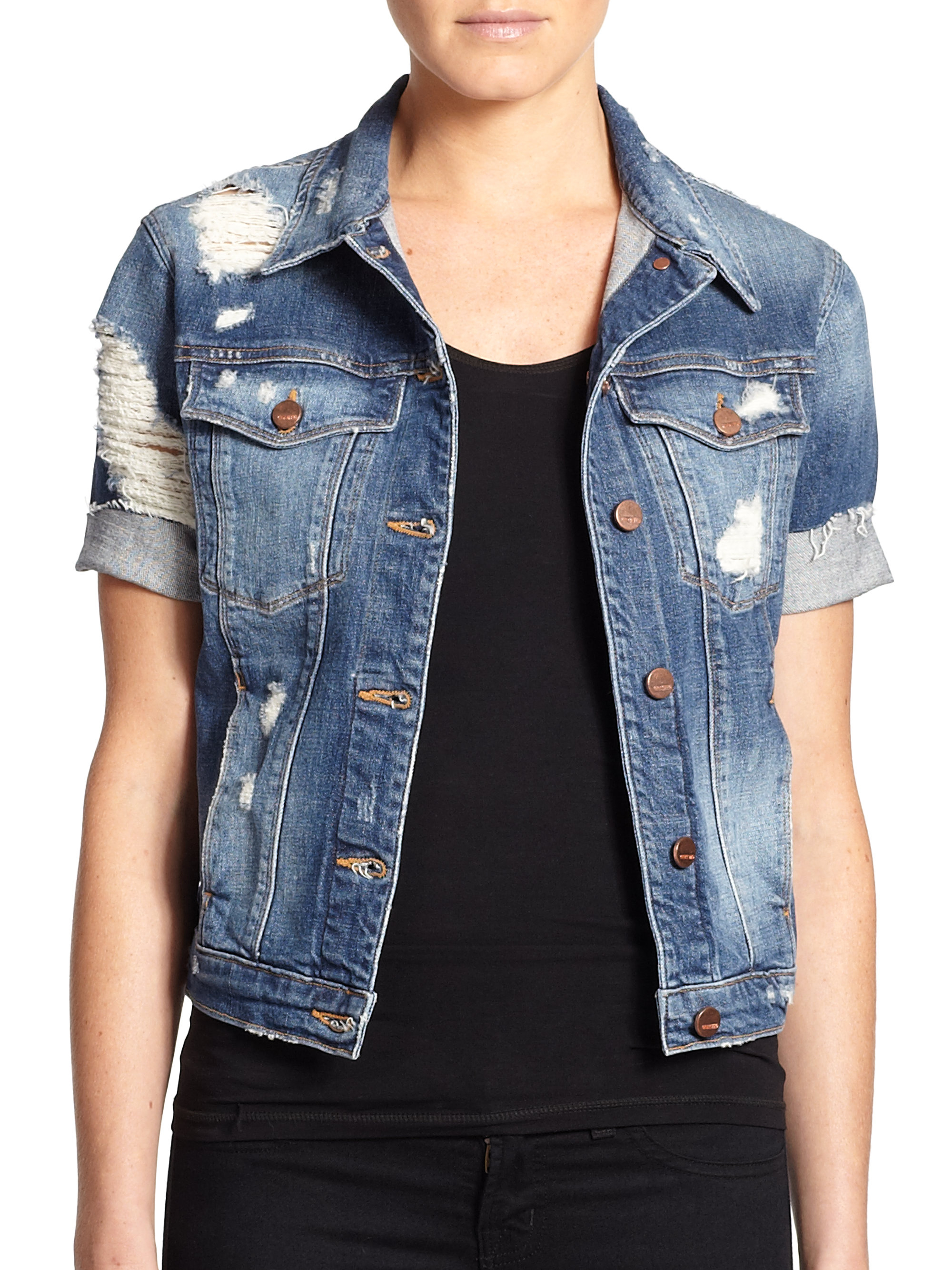 Lyst Genetic denim Blondie Short Sleeve Denim Jacket 