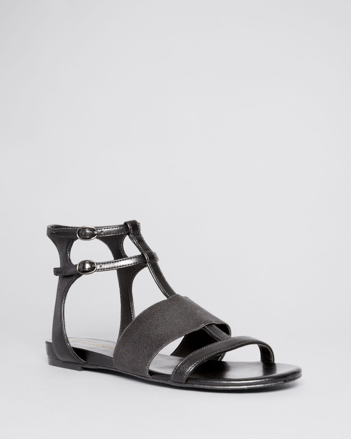 Enzo angiolini Open Toe Flat Sandals Nyri in Black | Lyst