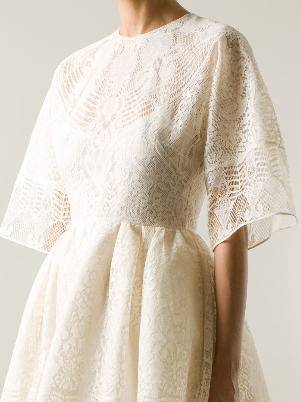 Valentino Lace Empire Line Dress in White | Lyst