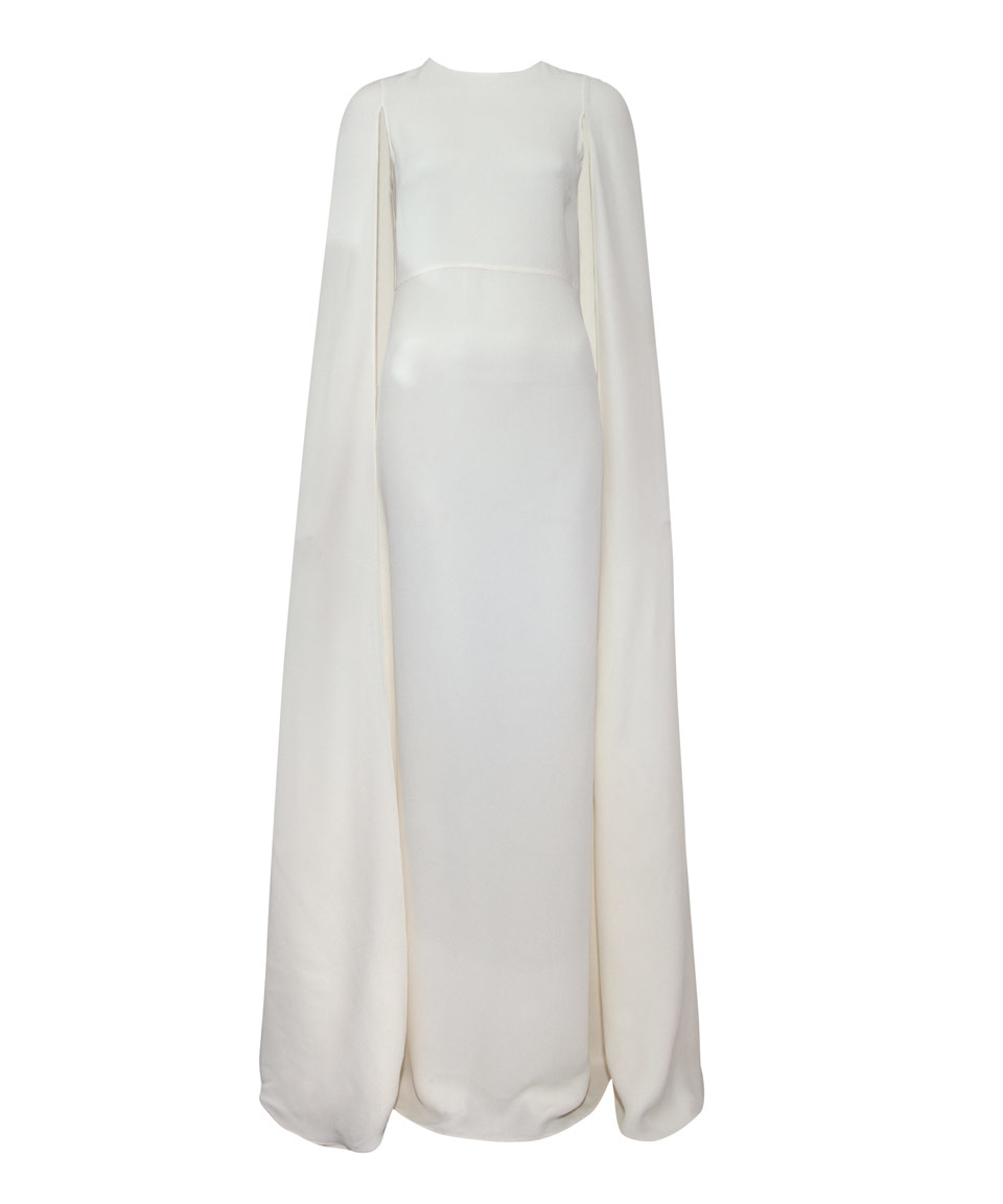 Valentino Ivory Silk Maxi Cape Gown in White | Lyst