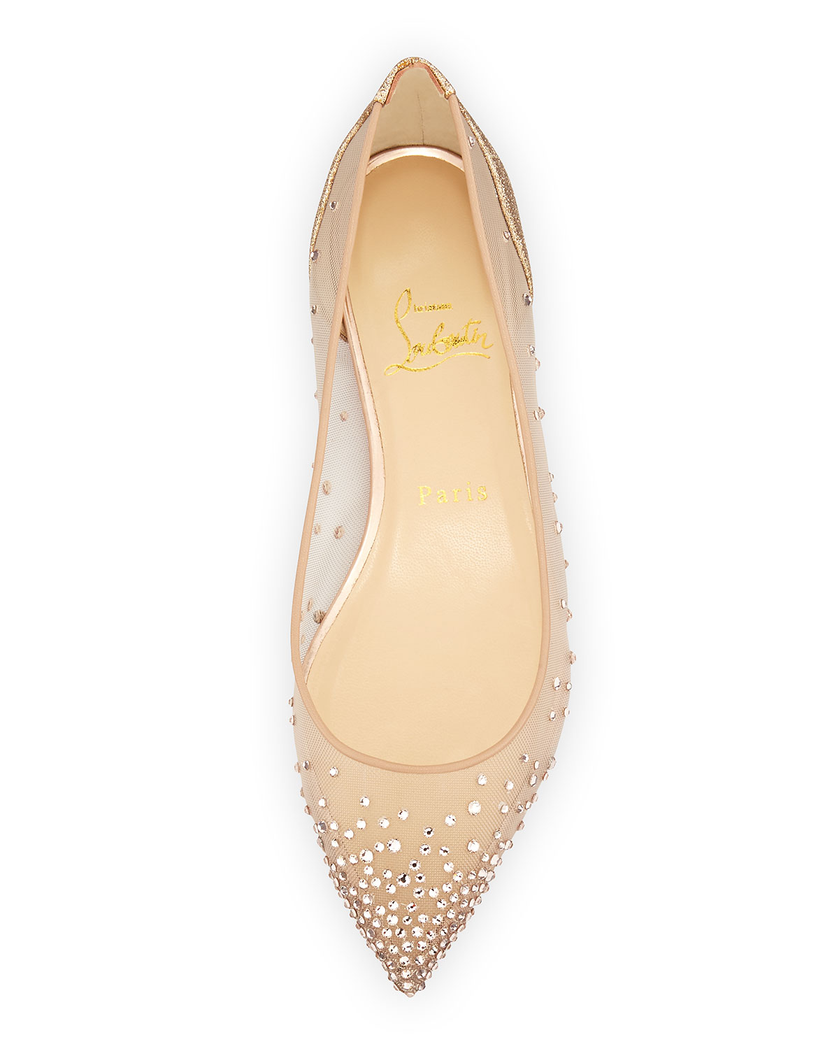 Christian louboutin Body Strass Pointedtoe Ballerina Flat Poudre ...