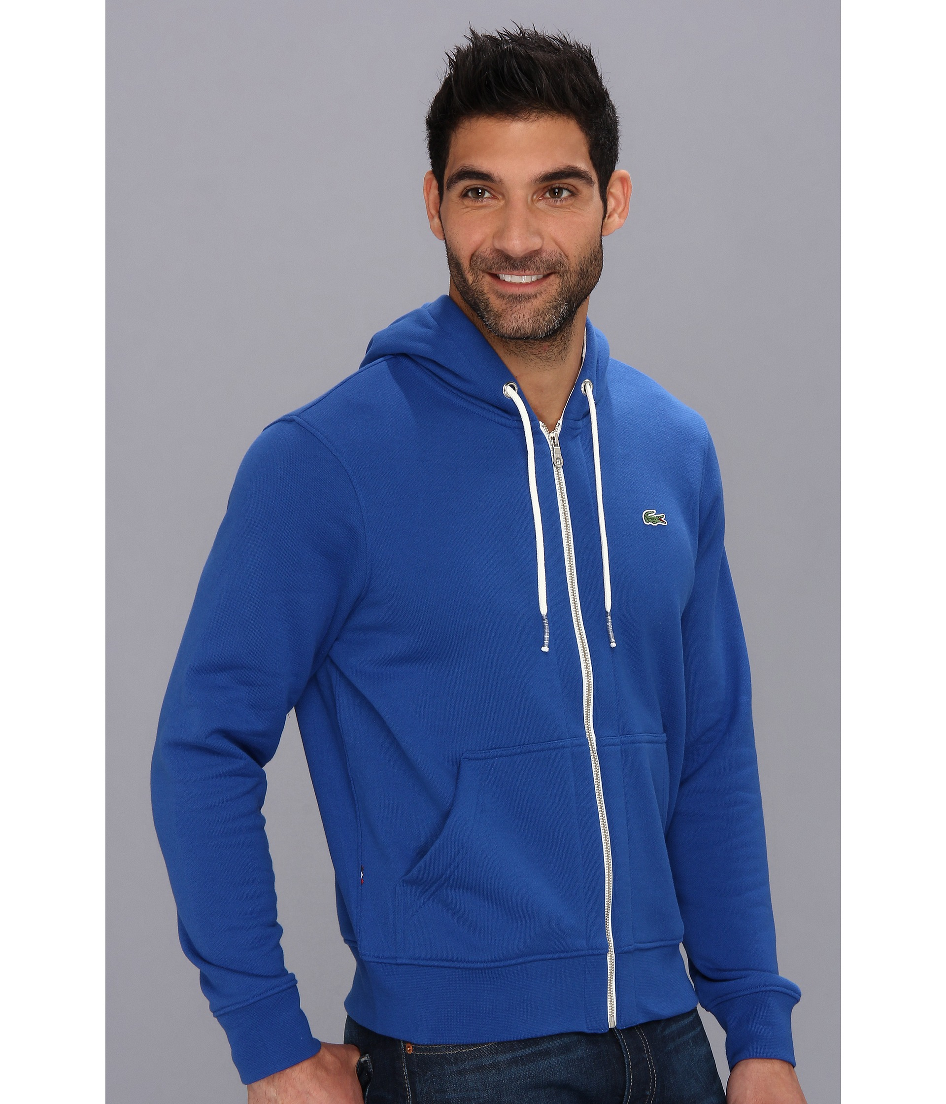 Lacoste Live Full Zip Hoodie Fleece Sweatshirt in Blue for Men ...