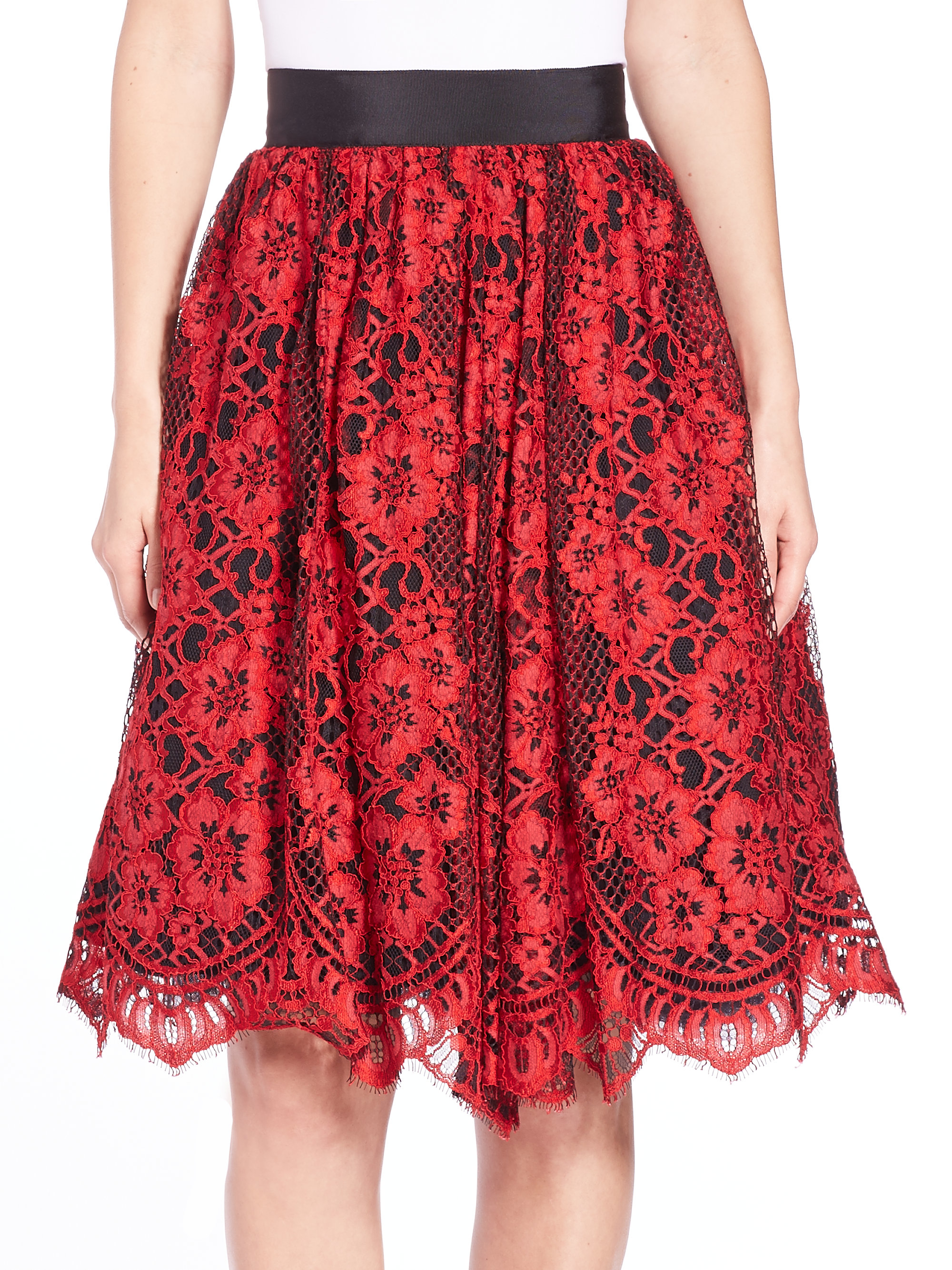 Lyst - Alexis Lorelei Lace Skirt in Red