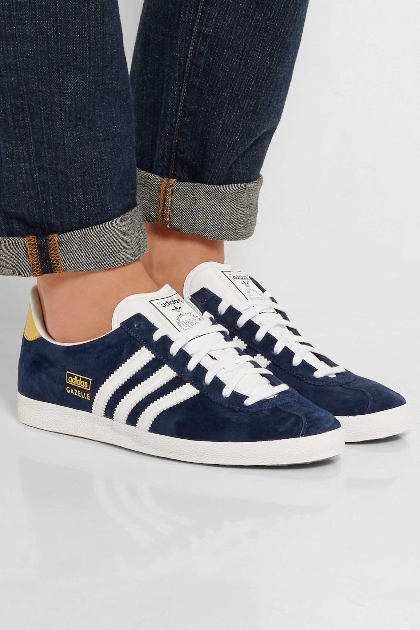 adidas originals navy suede gazelle trainers