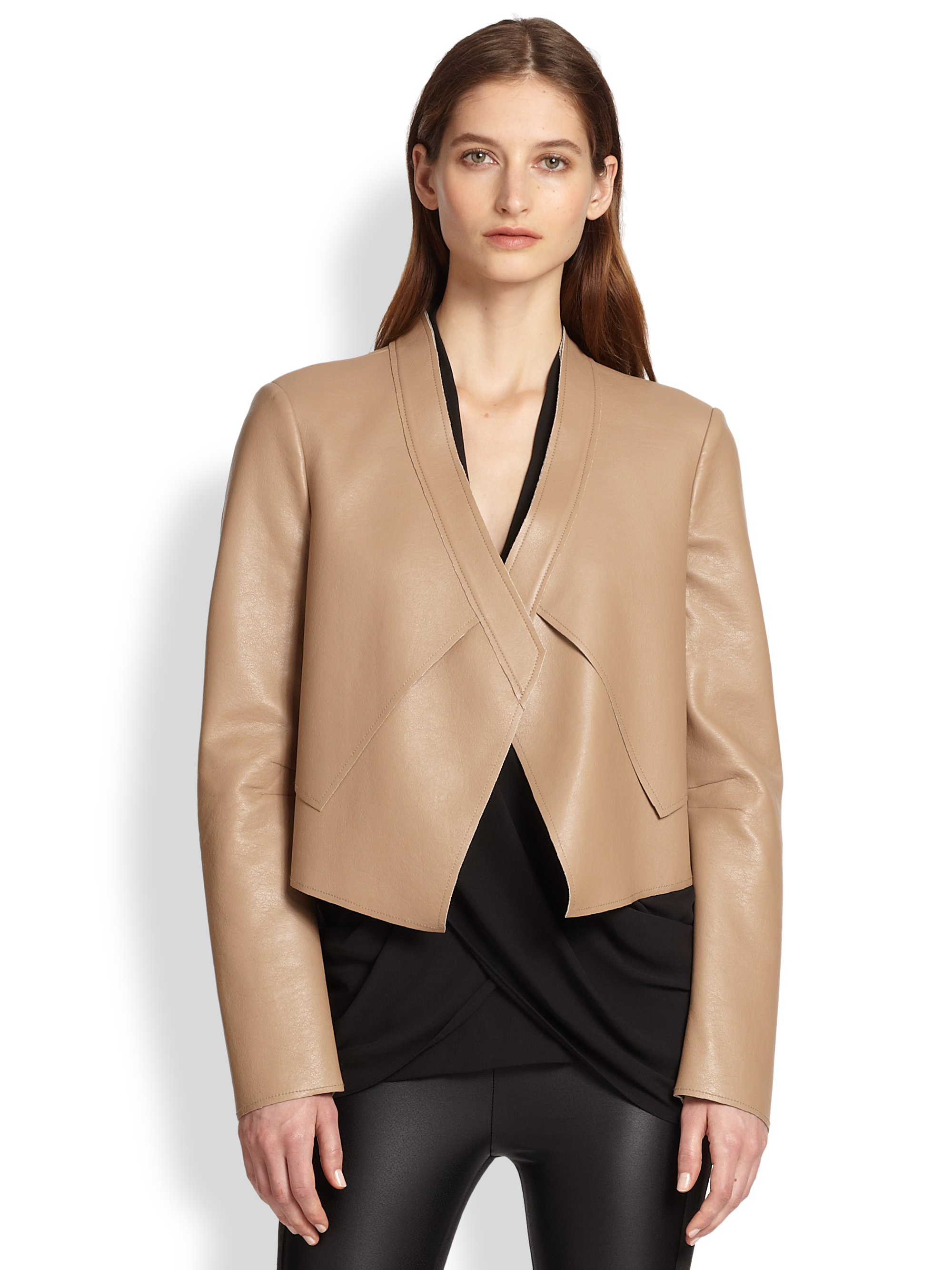 Lyst - Bcbgmaxazria Lloyd Faux Leather Asymmetrical Paneled Jacket in Brown
