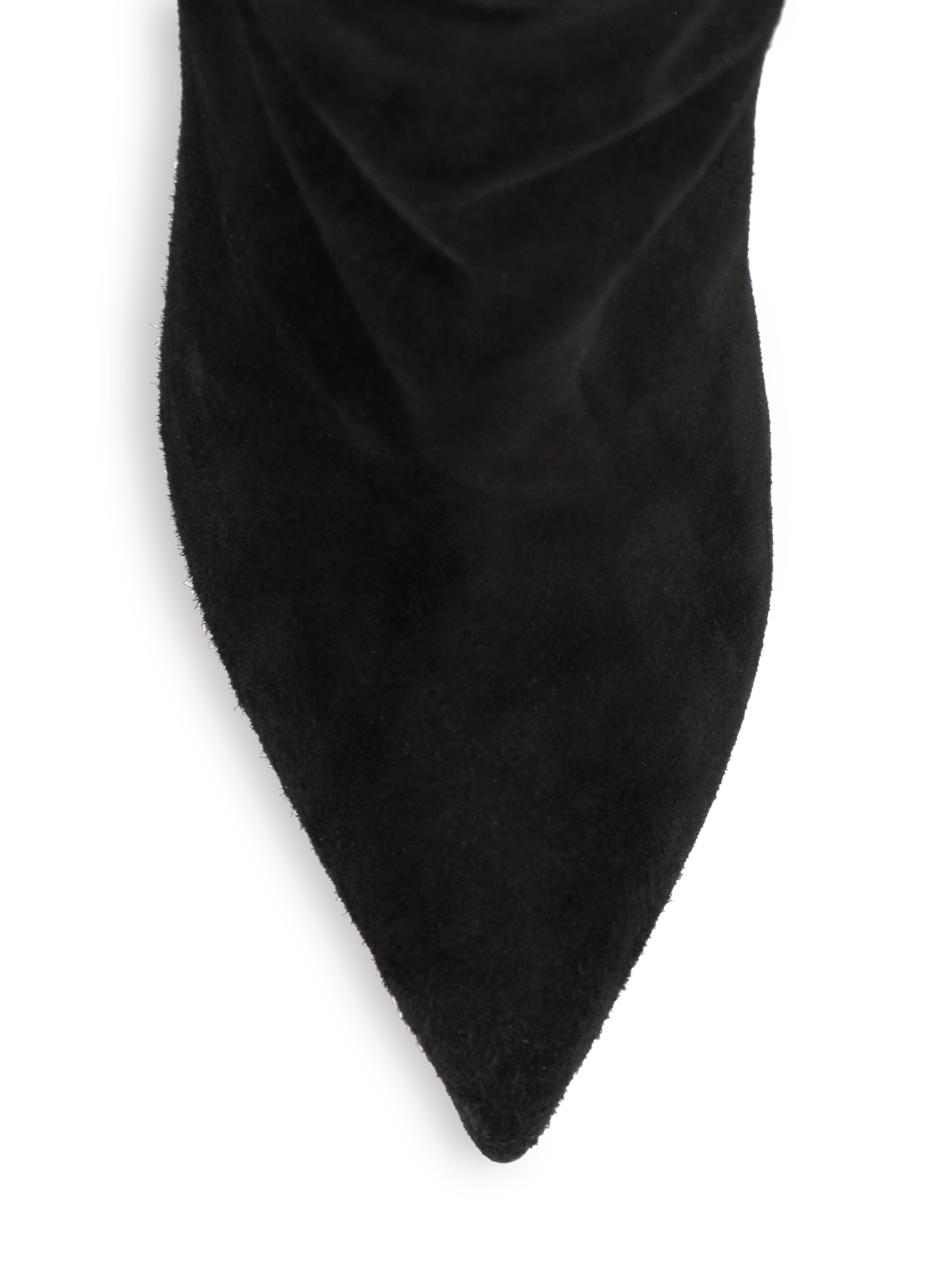 christian louboutin over-the-knee fringe boots Black suede ...  