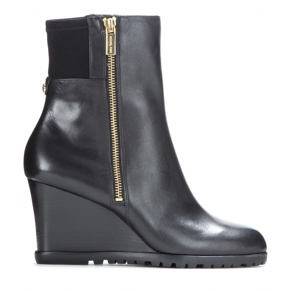 Lyst - MICHAEL Michael Kors Aileen Leather Ankle Boots in Black