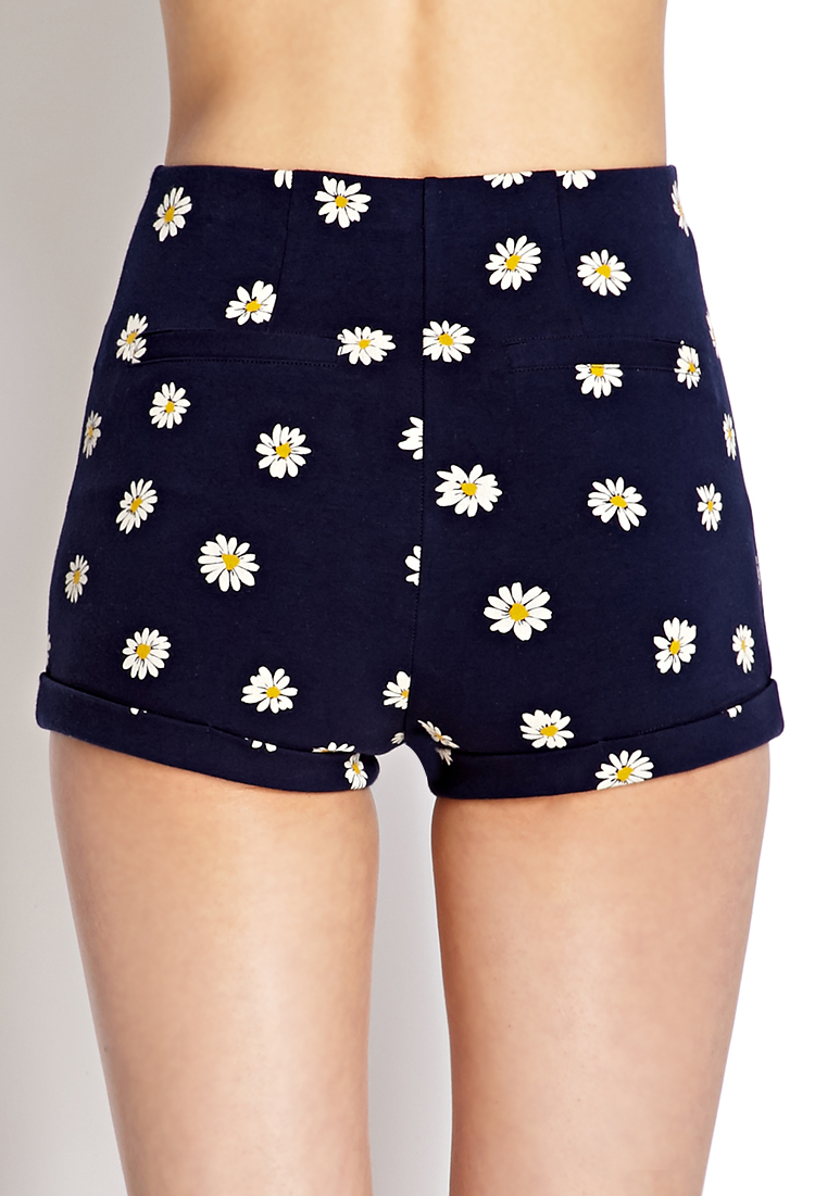 Lyst Forever 21 Retro Daisy Shorts in Blue