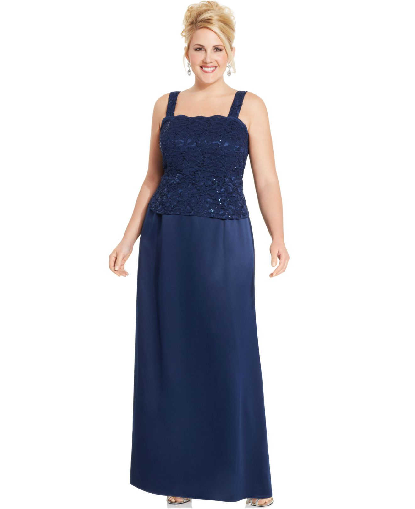 Lyst Alex Evenings Plus Size Sequin Lace Gown And Jacket In Blue