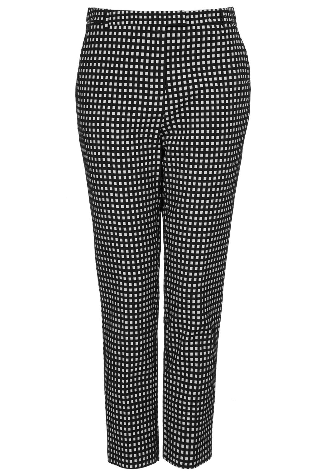 Lyst - Topshop Gingham Cigarette Trousers in Black