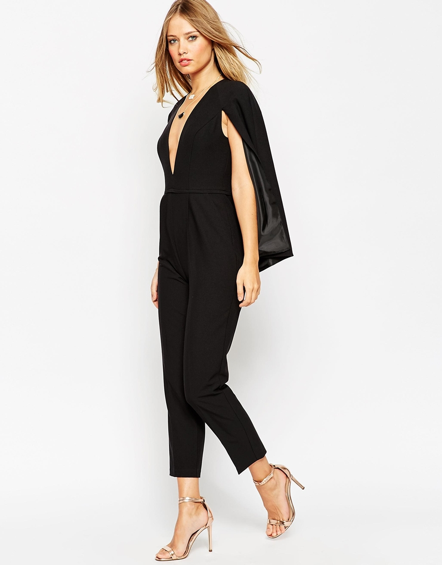 Lyst Asos Jumpsuit With Cape Detail In Black 8366