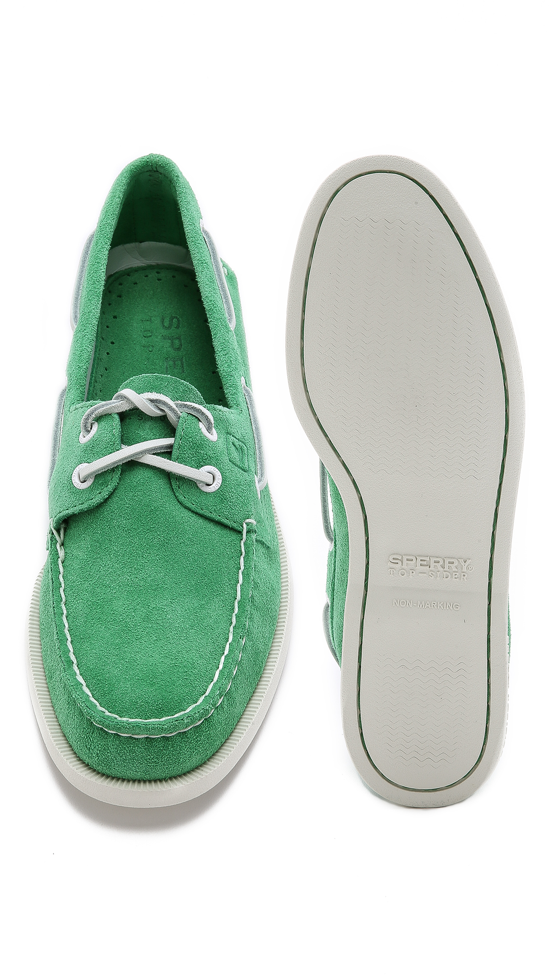 green sperry boat shoes
