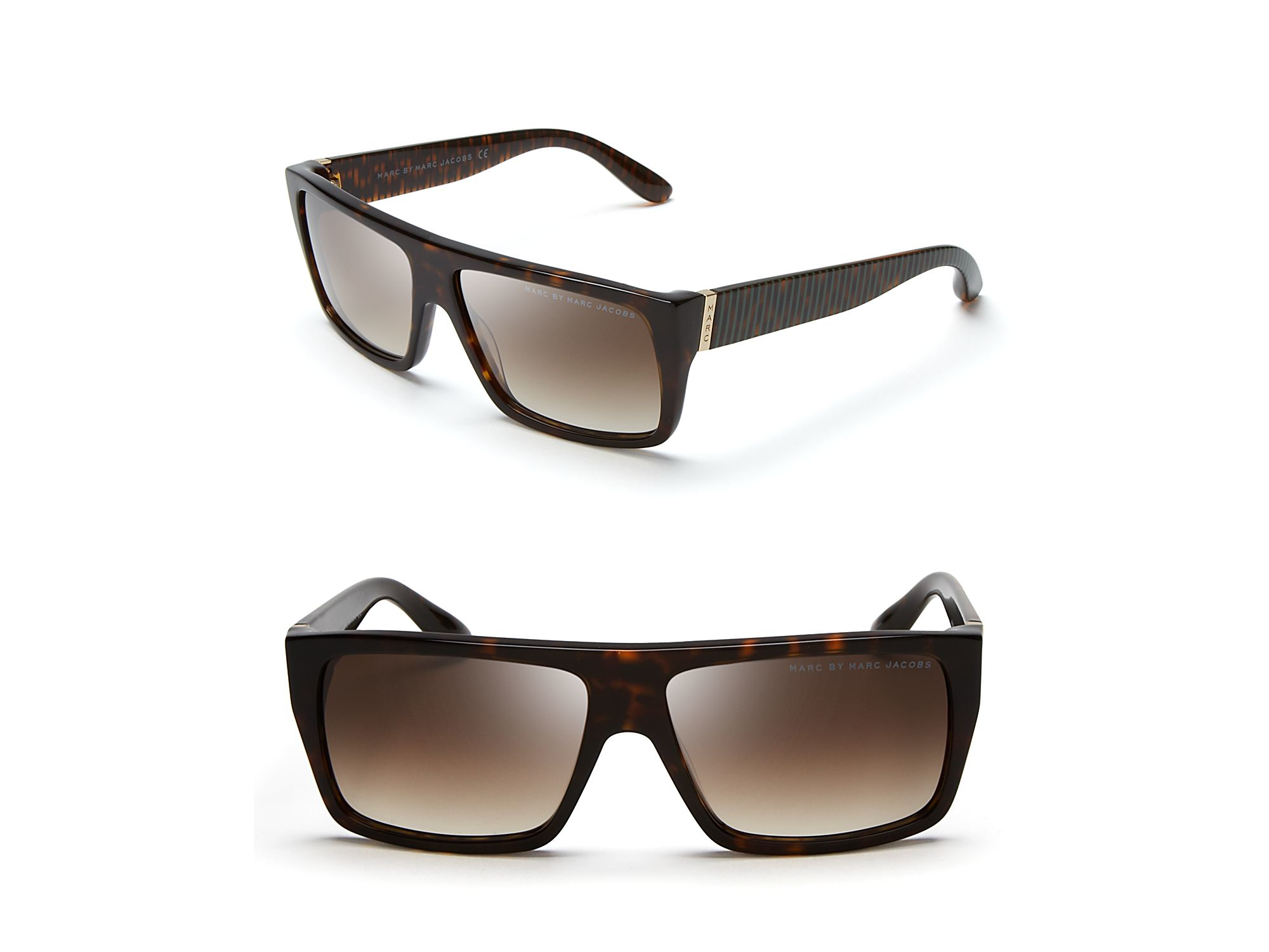 Lyst Marc By Marc Jacobs Striped Temple Wayfarer Sunglasses In Brown