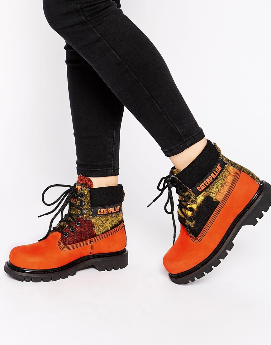 Caterpillar Colorado Orange Wool Mix Leather Ankle Boots in Orange Lyst