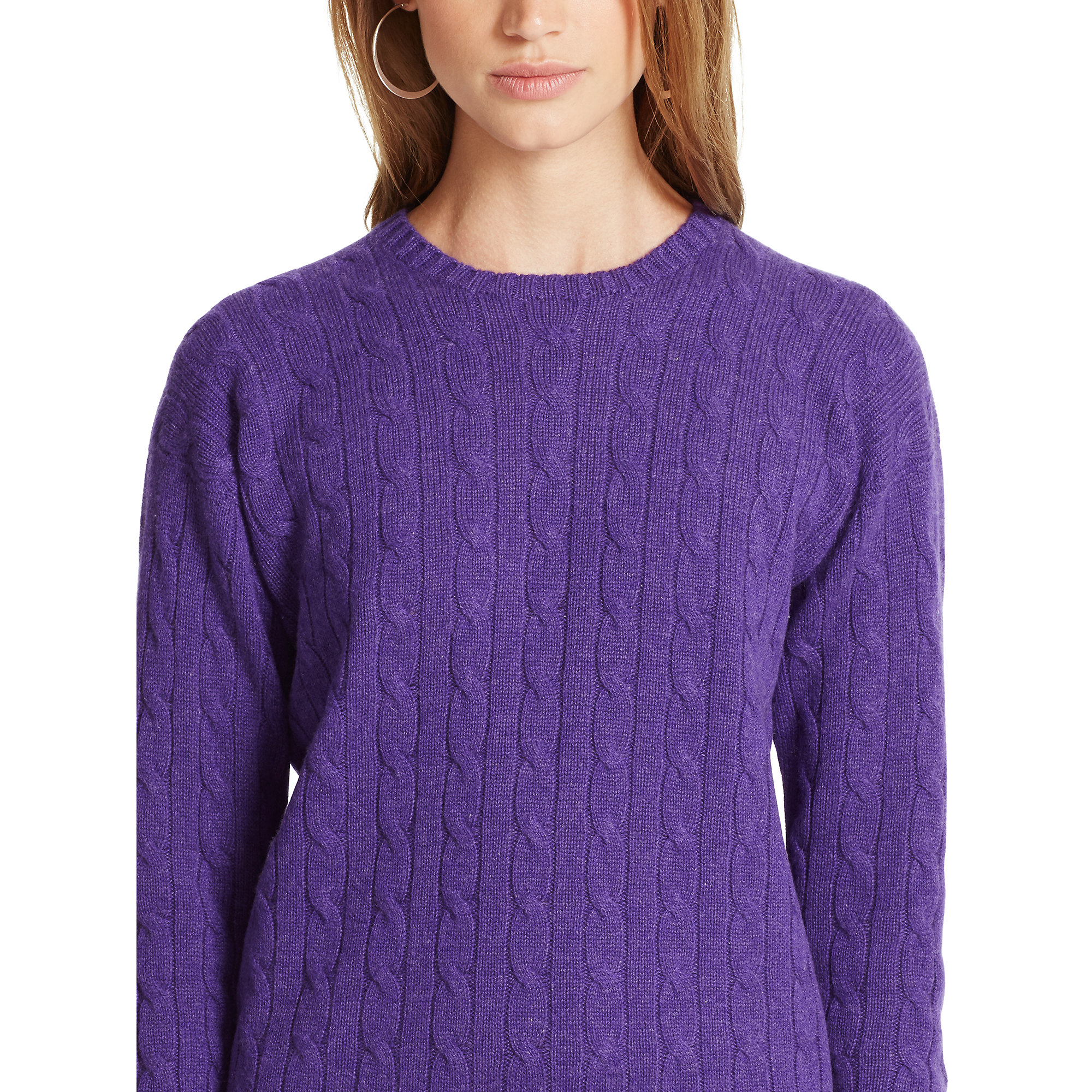 Polo Ralph Lauren Cableknit Cashmere Sweater in Violet Heather (Purple