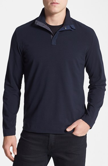 Download Lyst - Victorinox Slim Fit Mock Neck Polo Shirt in Blue ...