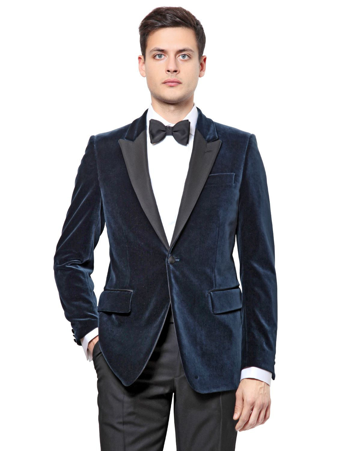 Façonnable Stretch Cotton Velvet Tuxedo Jacket in Blue for Men | Lyst