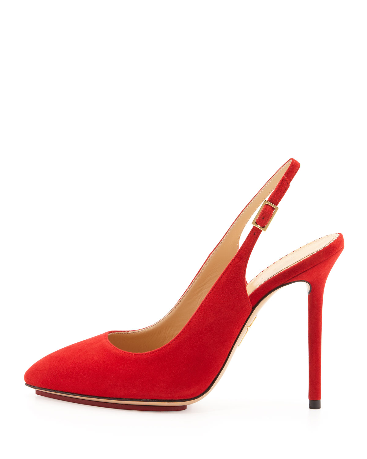 Lyst - Charlotte Olympia Monroe Suede Slingback Pump in Red