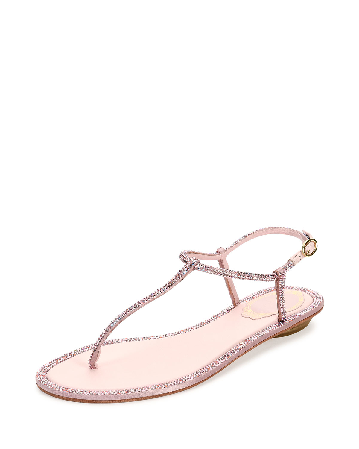 Rene Caovilla Crystal Flat Thong Sandal in Pink - Lyst