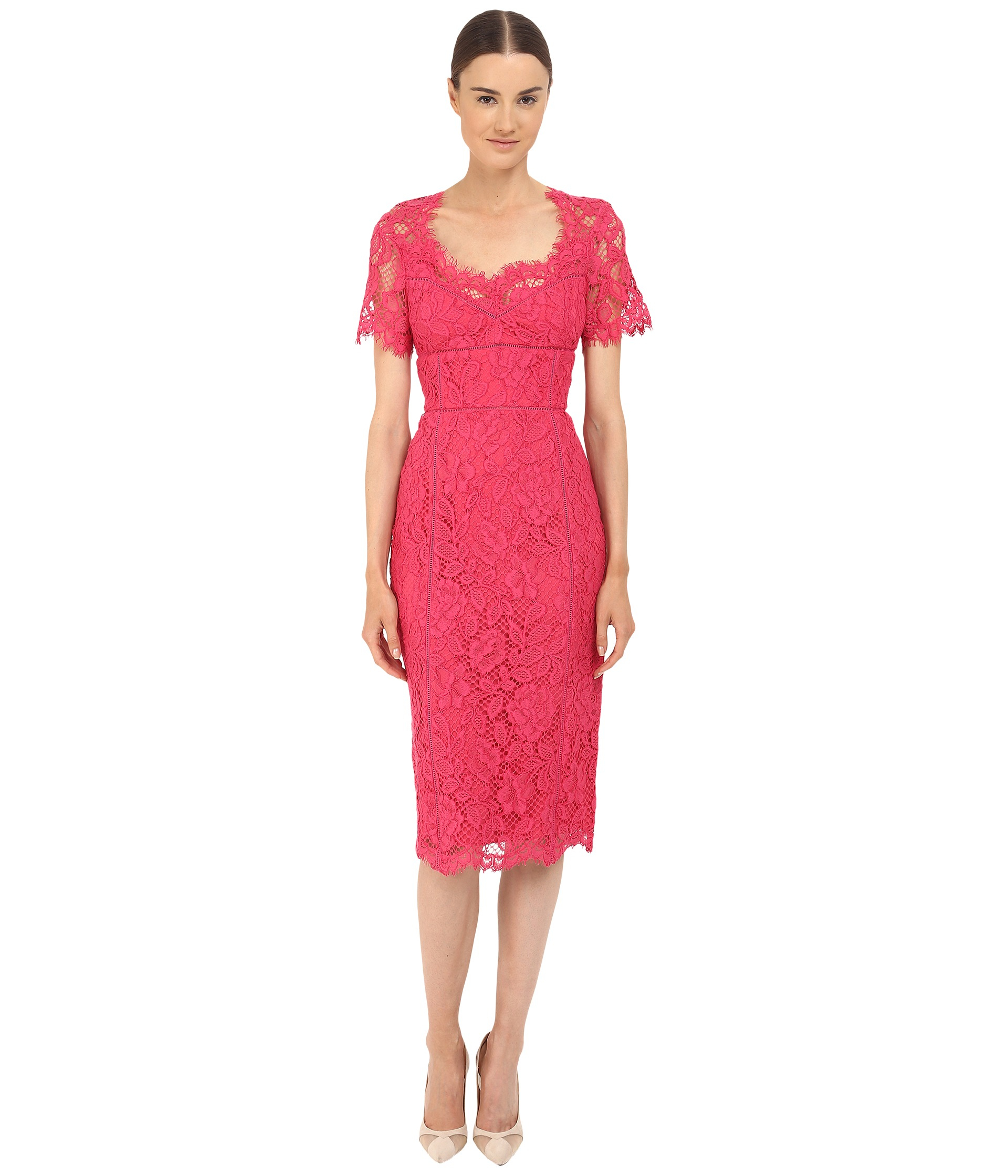Pink Lace Sheath Dress