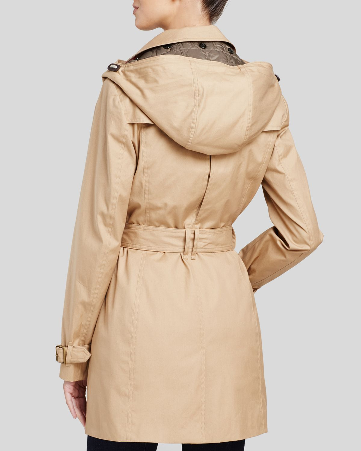 Burberry brit Reymoore Hooded Cotton Trench Coat in Beige (Light Camel ...