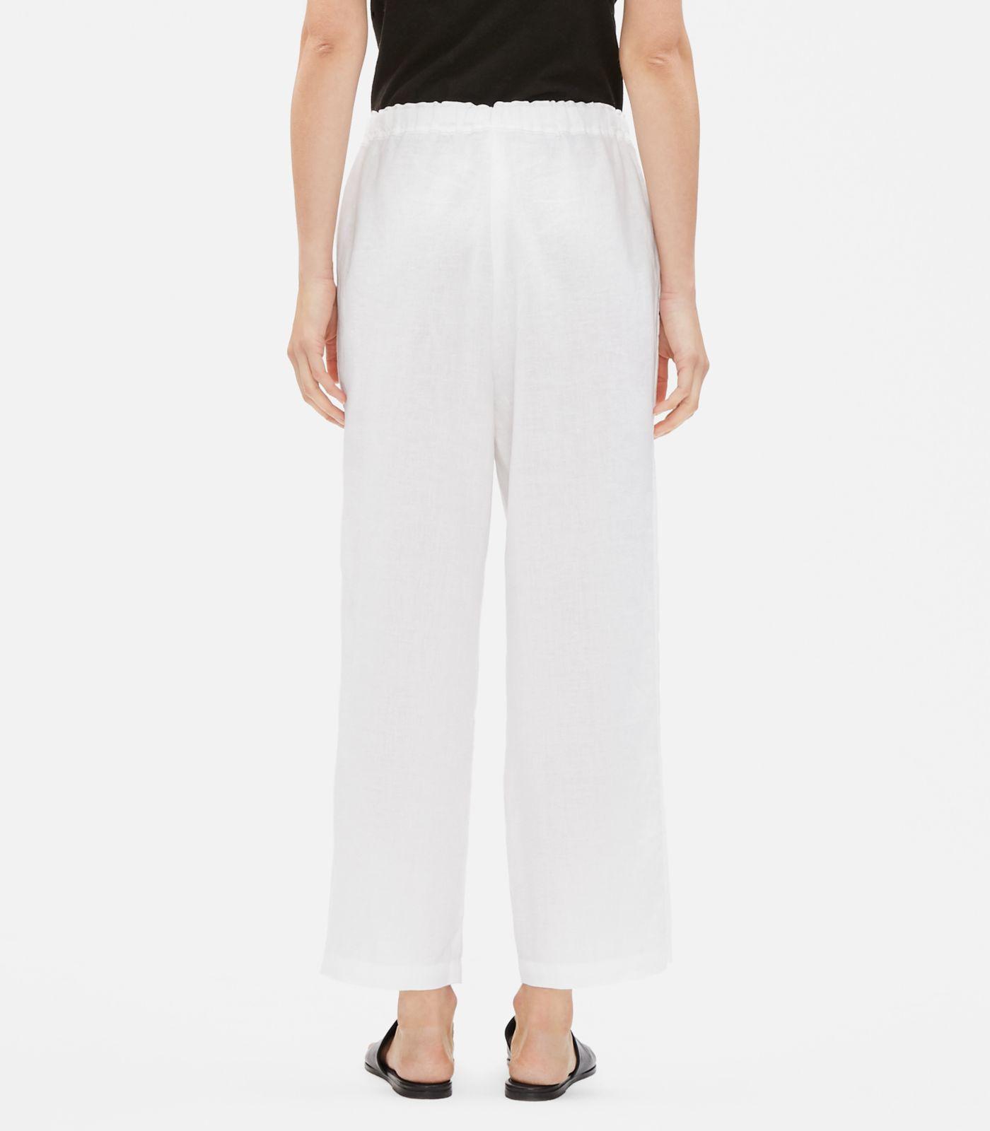 Lyst - Eileen Fisher Organic Linen Straight Cropped Pant in White